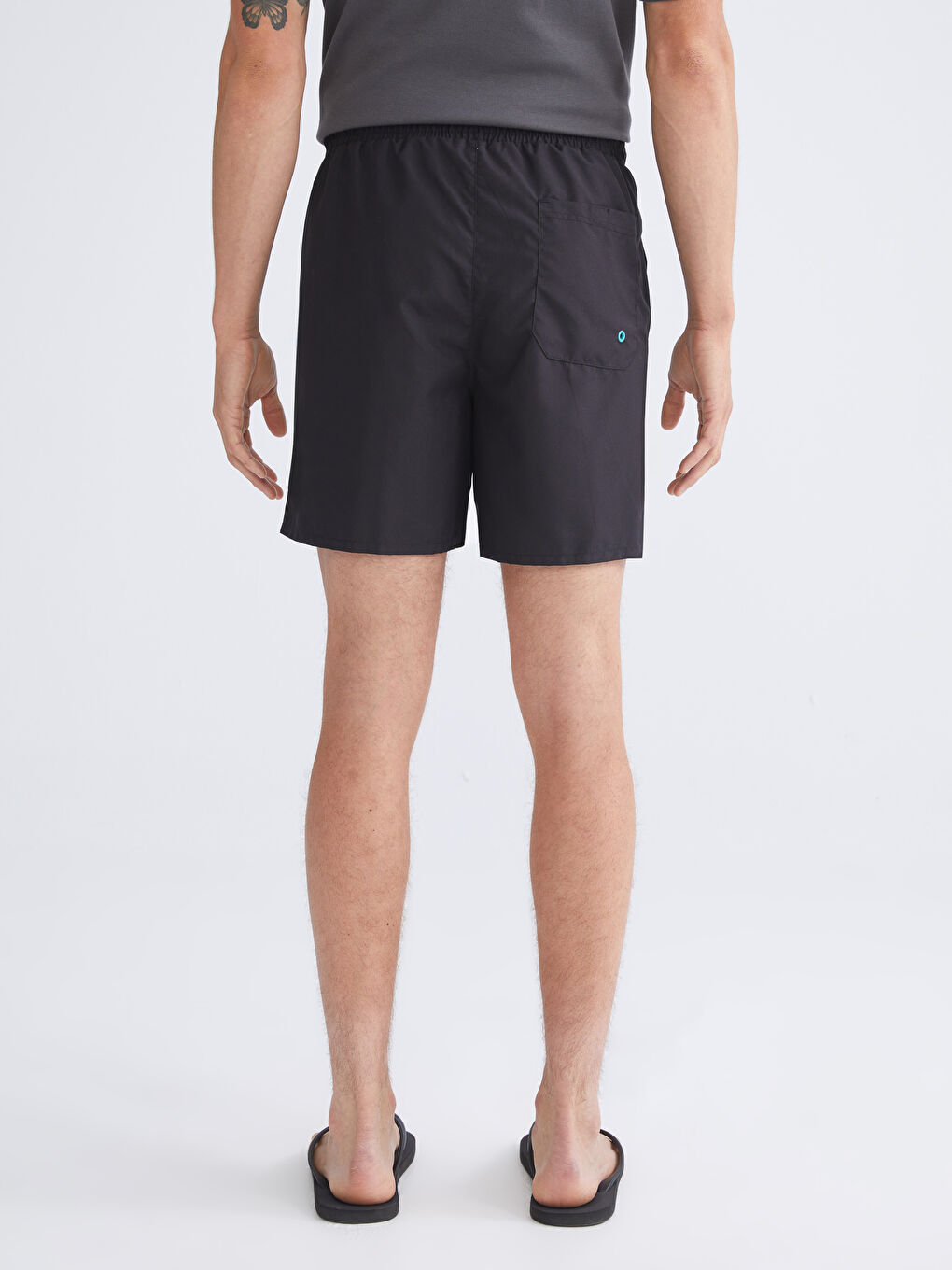 Siyah Kısa Boy Squid Game Baskılı Erkek Deniz Şortu-3