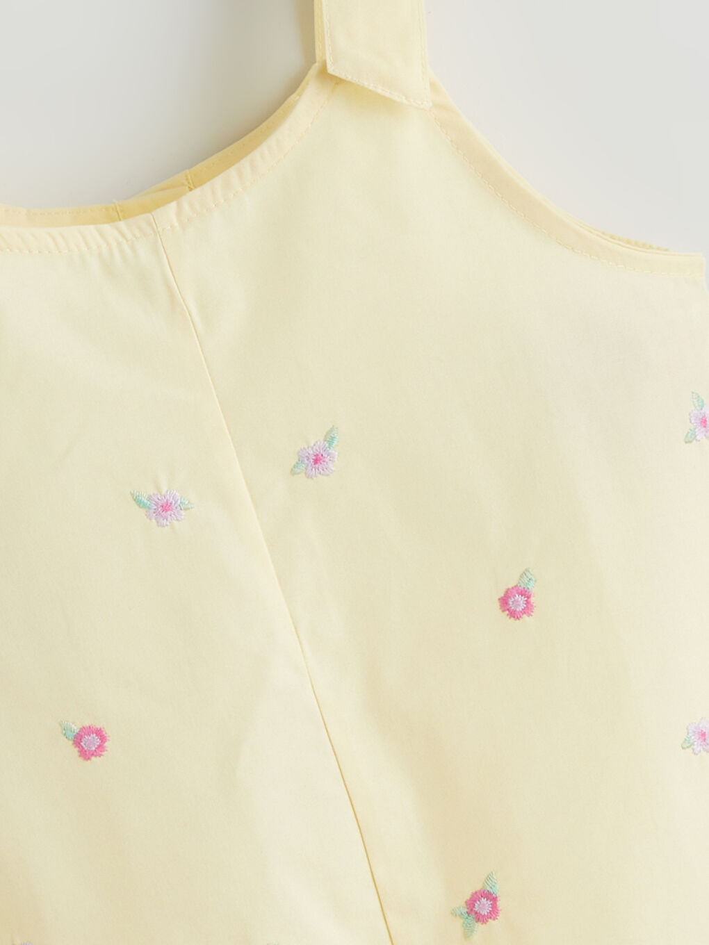 Sarı Askılı Çiçek Nakışlı Kız Bebek Salopet-1