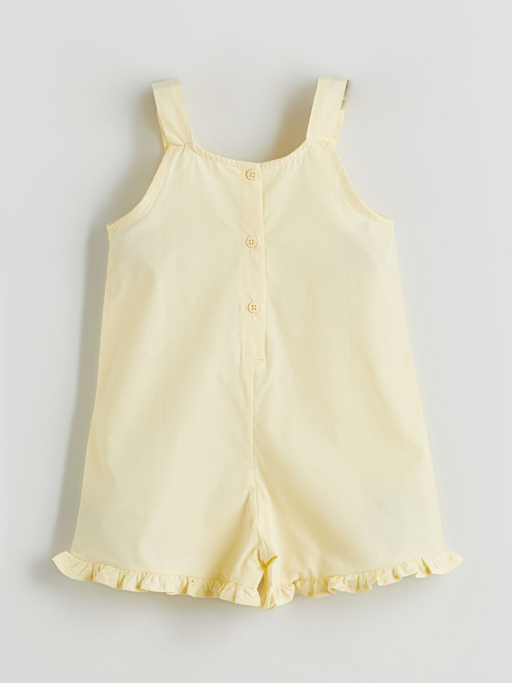 Sarı Askılı Çiçek Nakışlı Kız Bebek Salopet-2