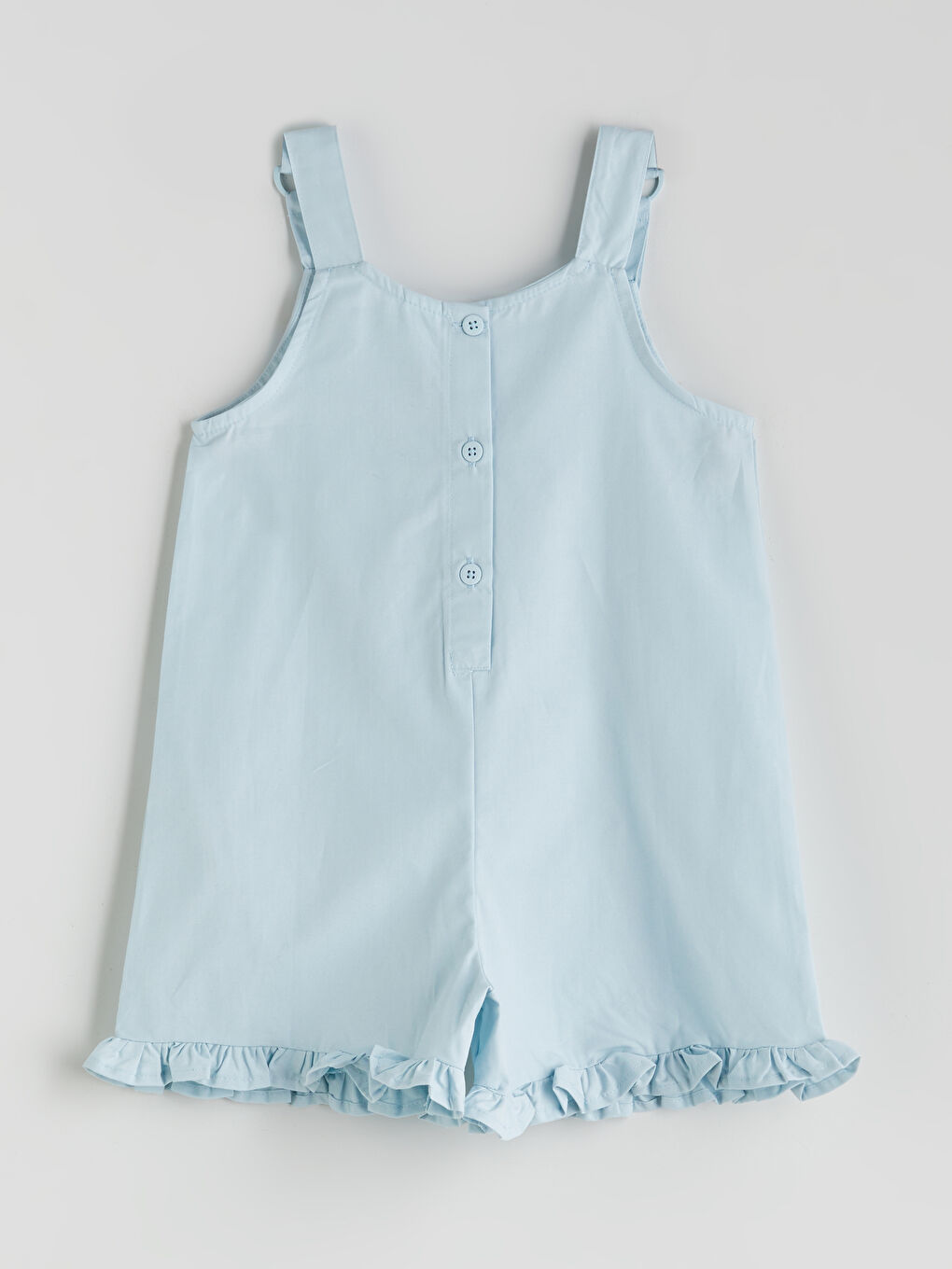 Mavi Askılı Çiçek Nakışlı Kız Bebek Salopet-1