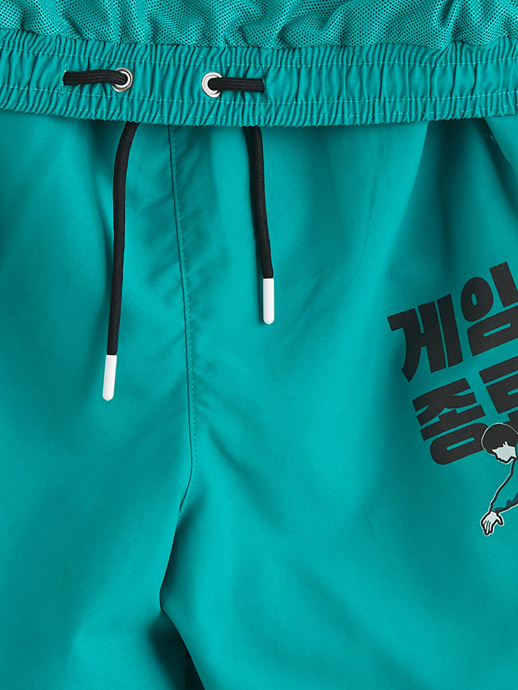 Yeşil Kısa Boy Baskılı Erkek Deniz Şortu-6