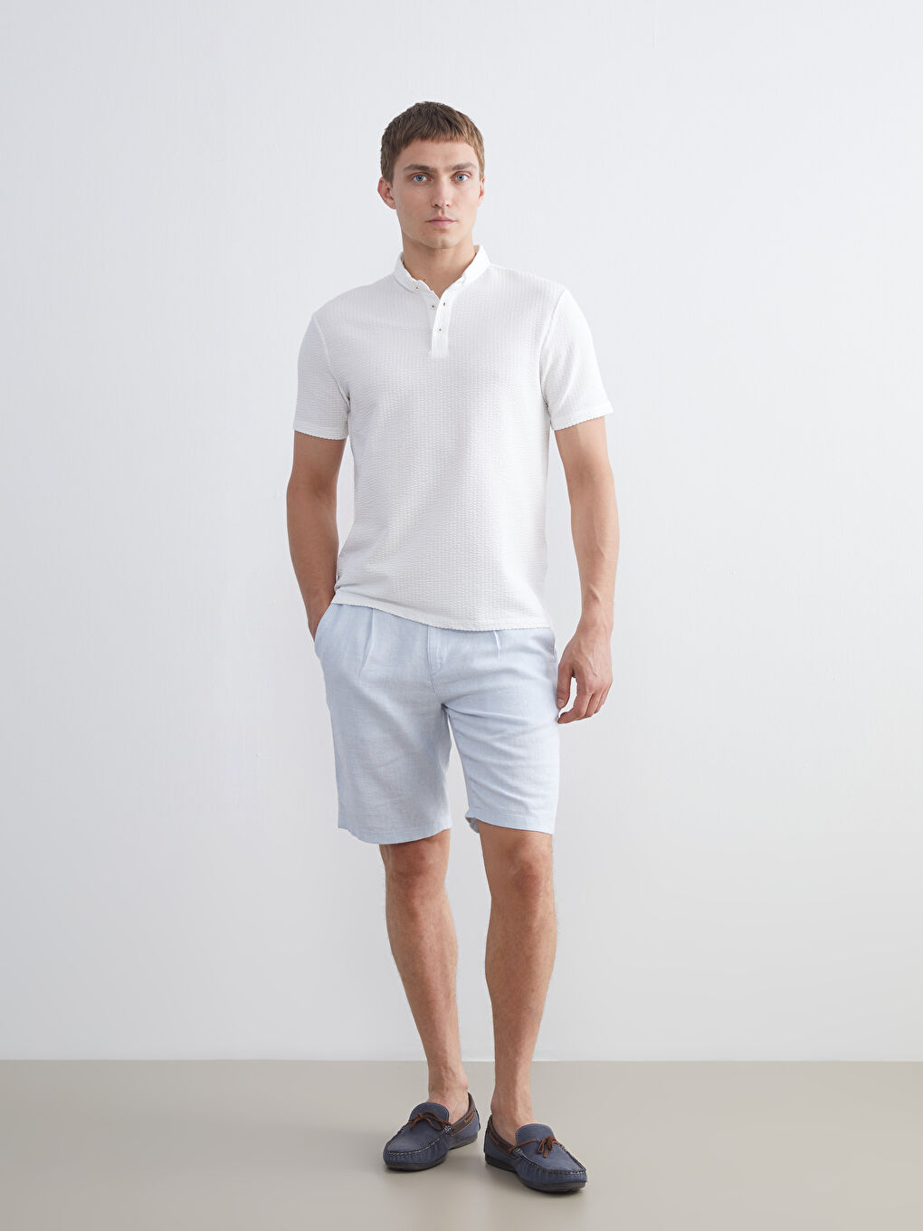 Ekru Polo Yaka Erkek Tişört-1