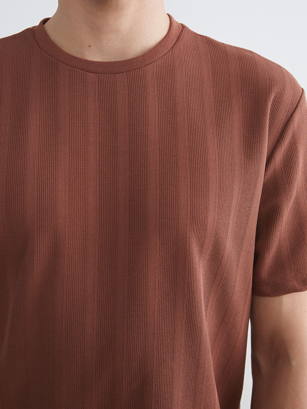 Kahverengi Bisiklet Yaka Erkek Tişört-2