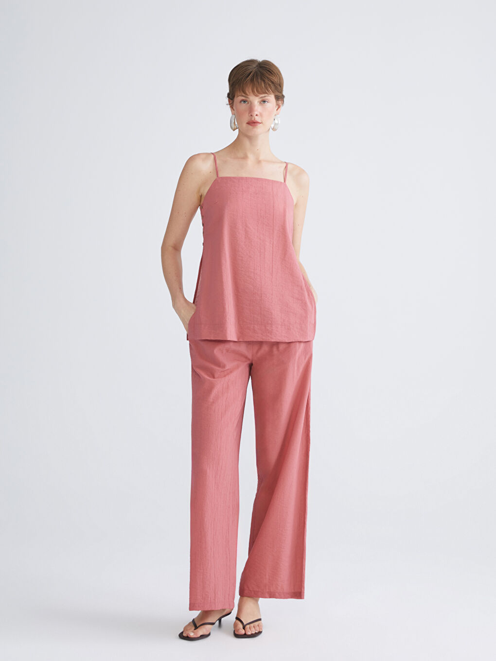 Elastic Waist Wide Leg Women's Trousers-1