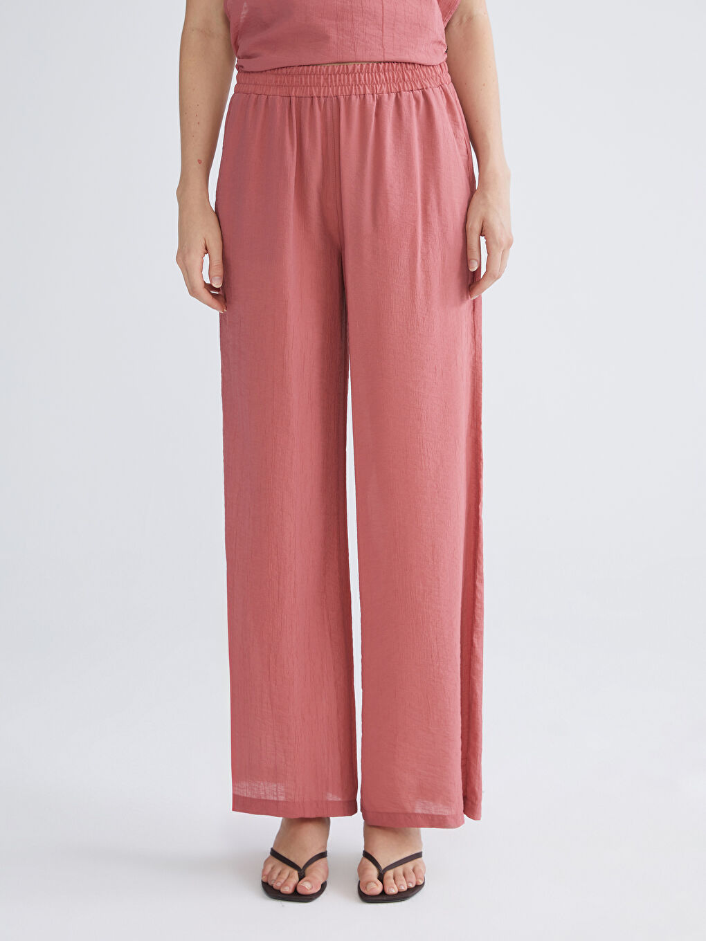 Elastic Waist Wide Leg Women's Trousers-2