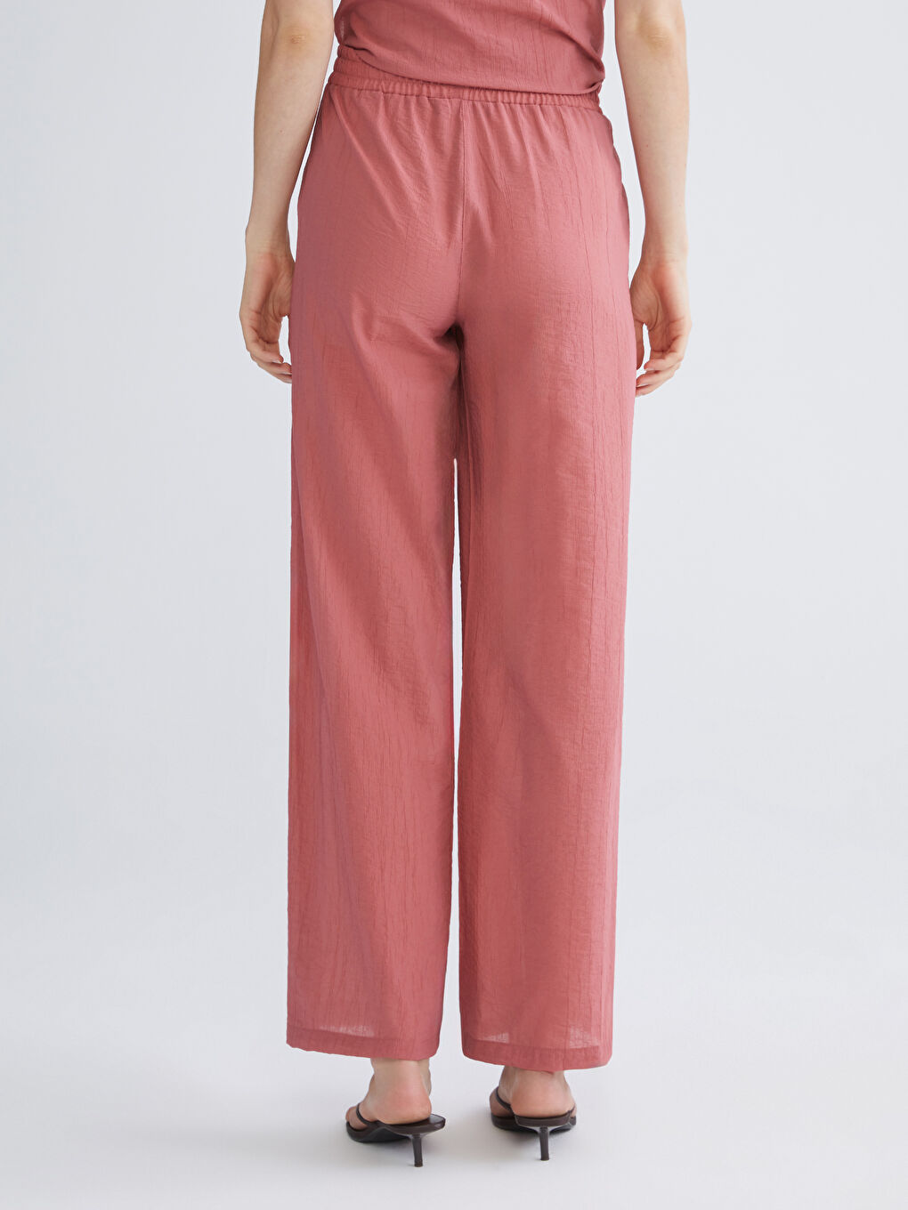 Elastic Waist Wide Leg Women's Trousers-6