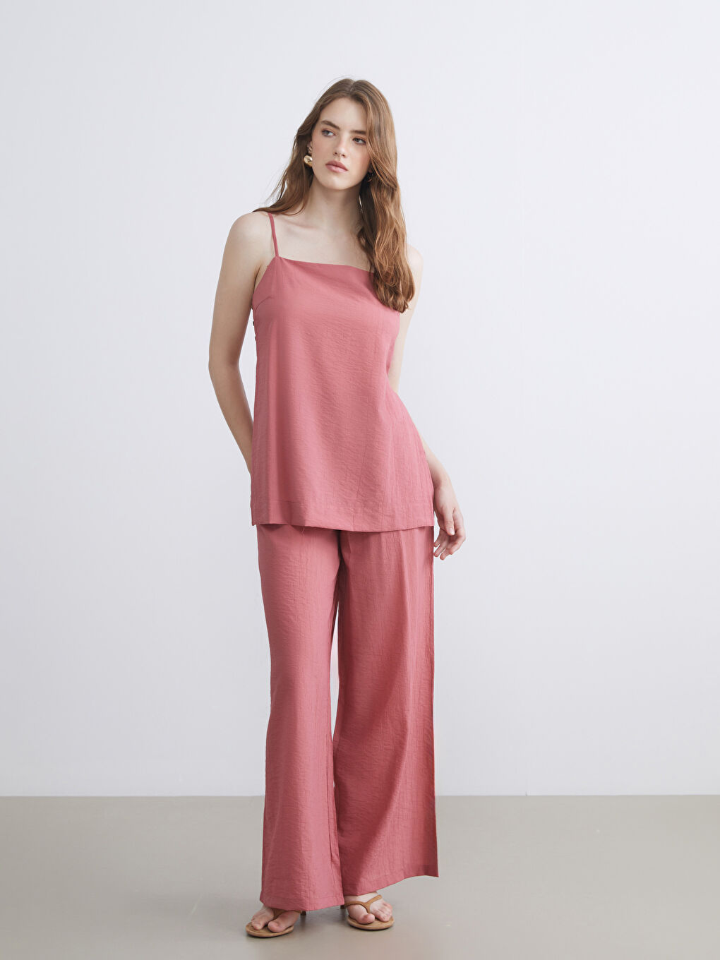 Elastic Waist Wide Leg Women's Trousers