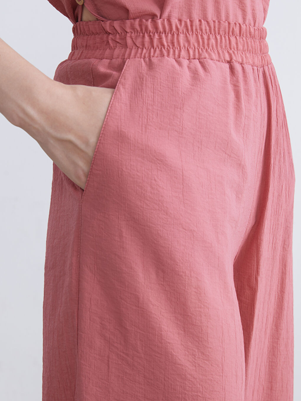 Elastic Waist Wide Leg Women's Trousers-5