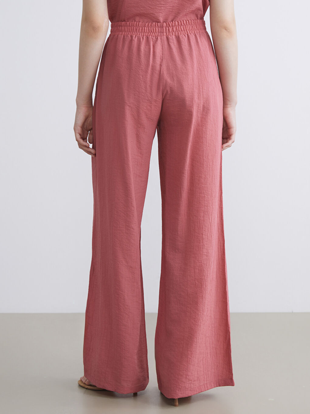 Elastic Waist Wide Leg Women's Trousers-7