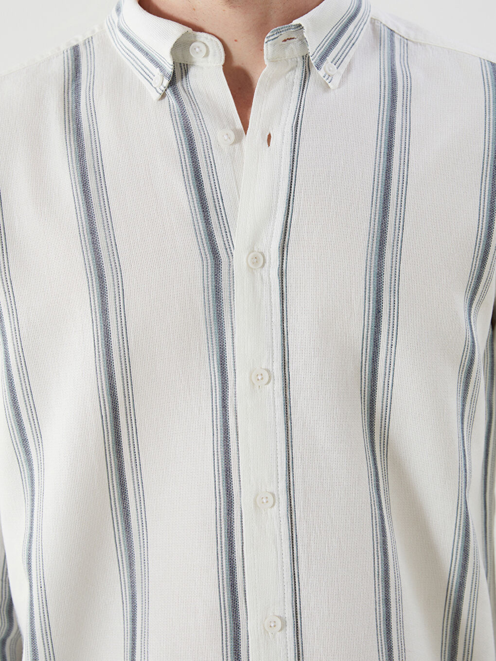 Regular Fit Long Sleeve Striped Men's Shirt -S5QF82Z8-LHE