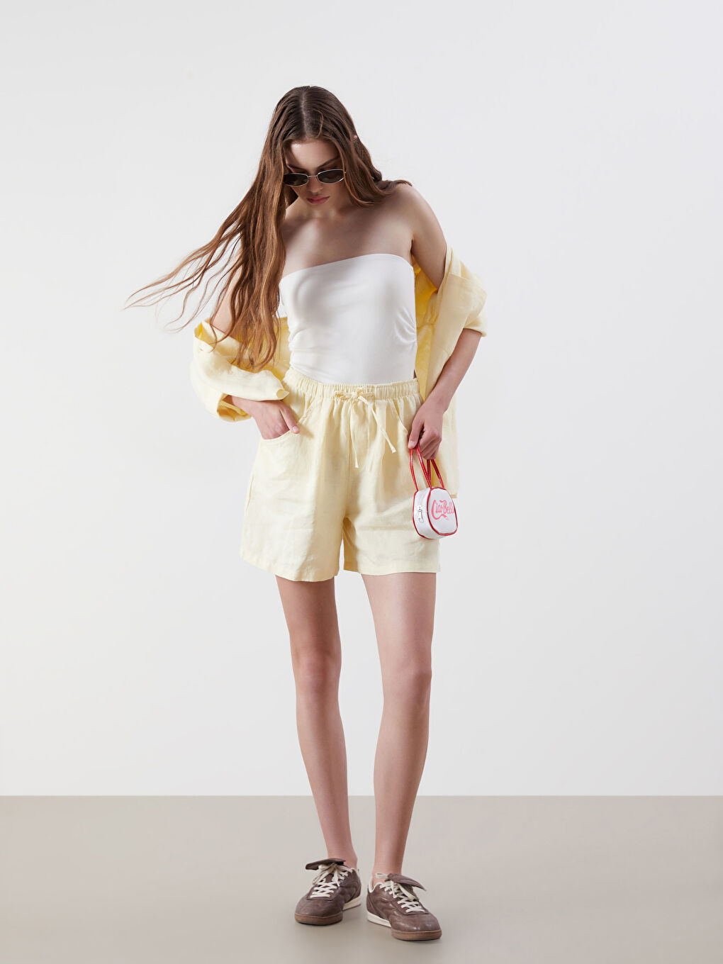 XSIDE 100% Linen Women's Elastic Waist Shorts -S5QF83Z8-CVA