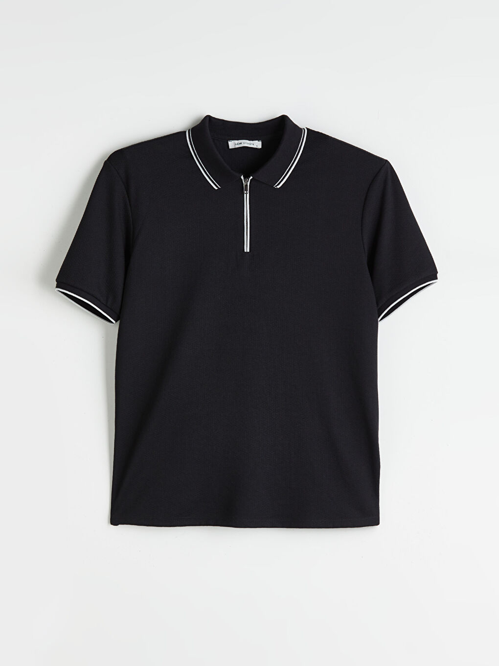 Siyah Polo Yaka Penye Erkek Tişört-4