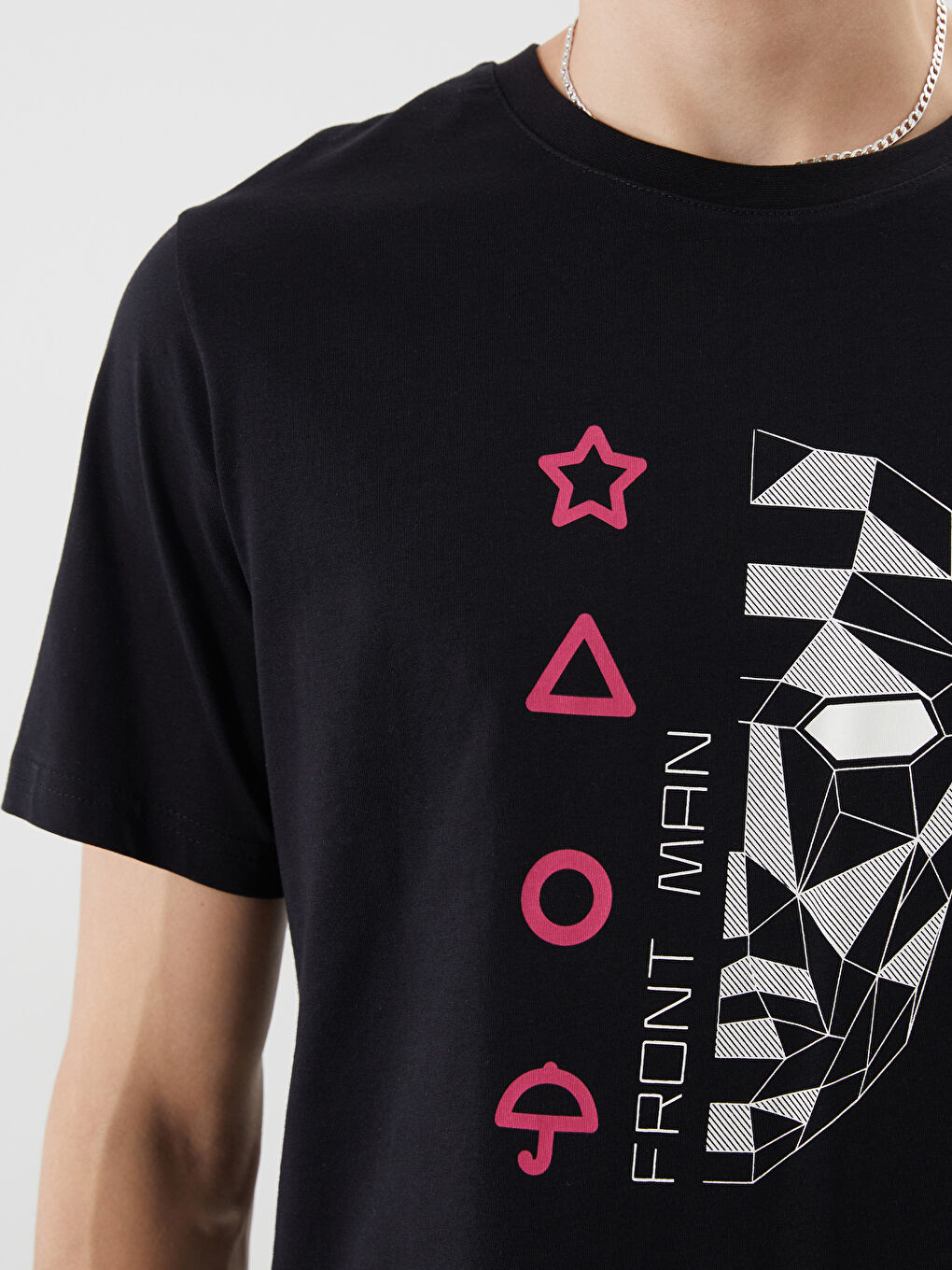 تي شيرت جيرسي مطبوع لعبة الحبار بياقة دائرية وكم قصير للرجال-5