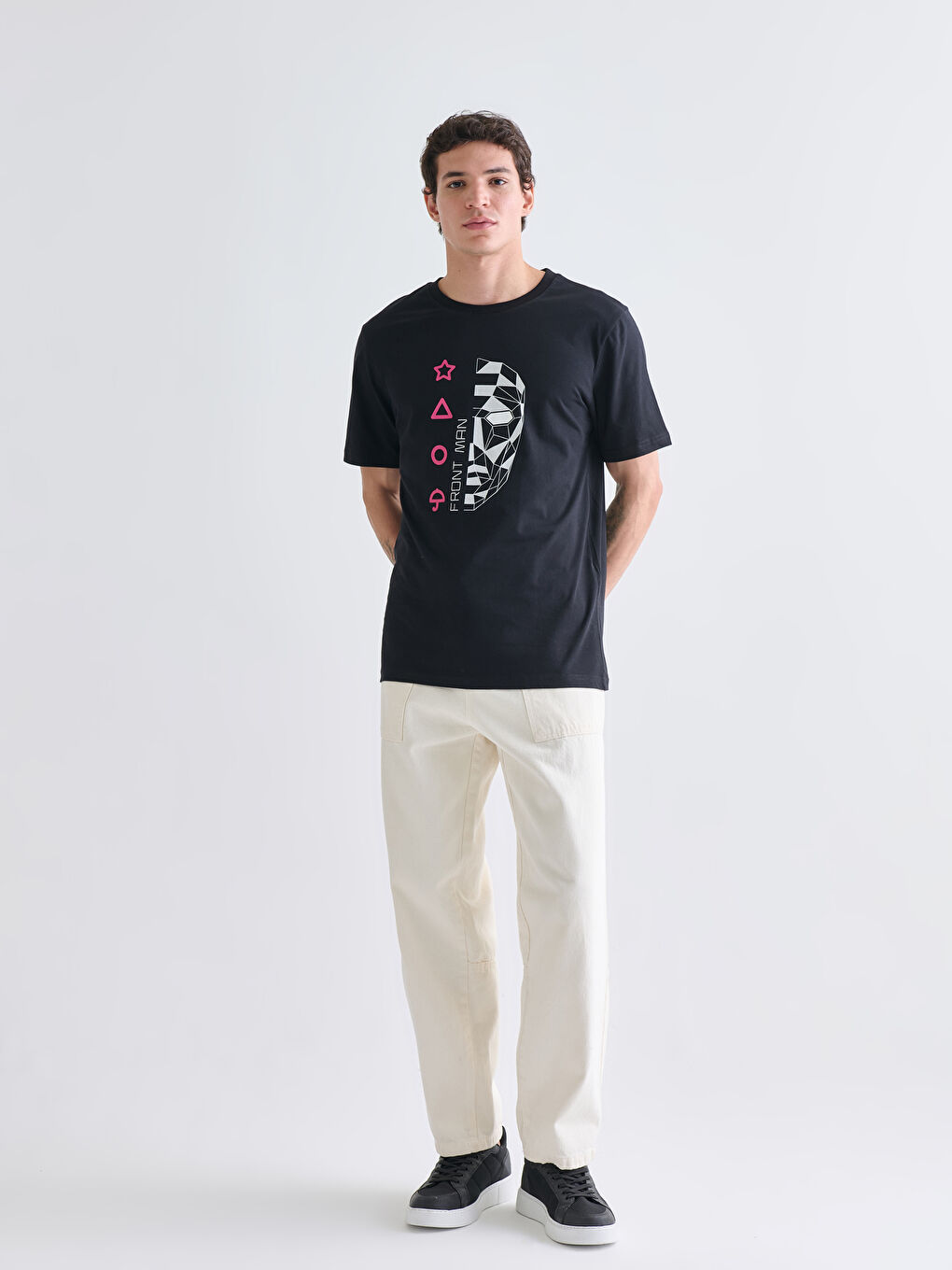 تي شيرت جيرسي مطبوع لعبة الحبار بياقة دائرية وكم قصير للرجال-2