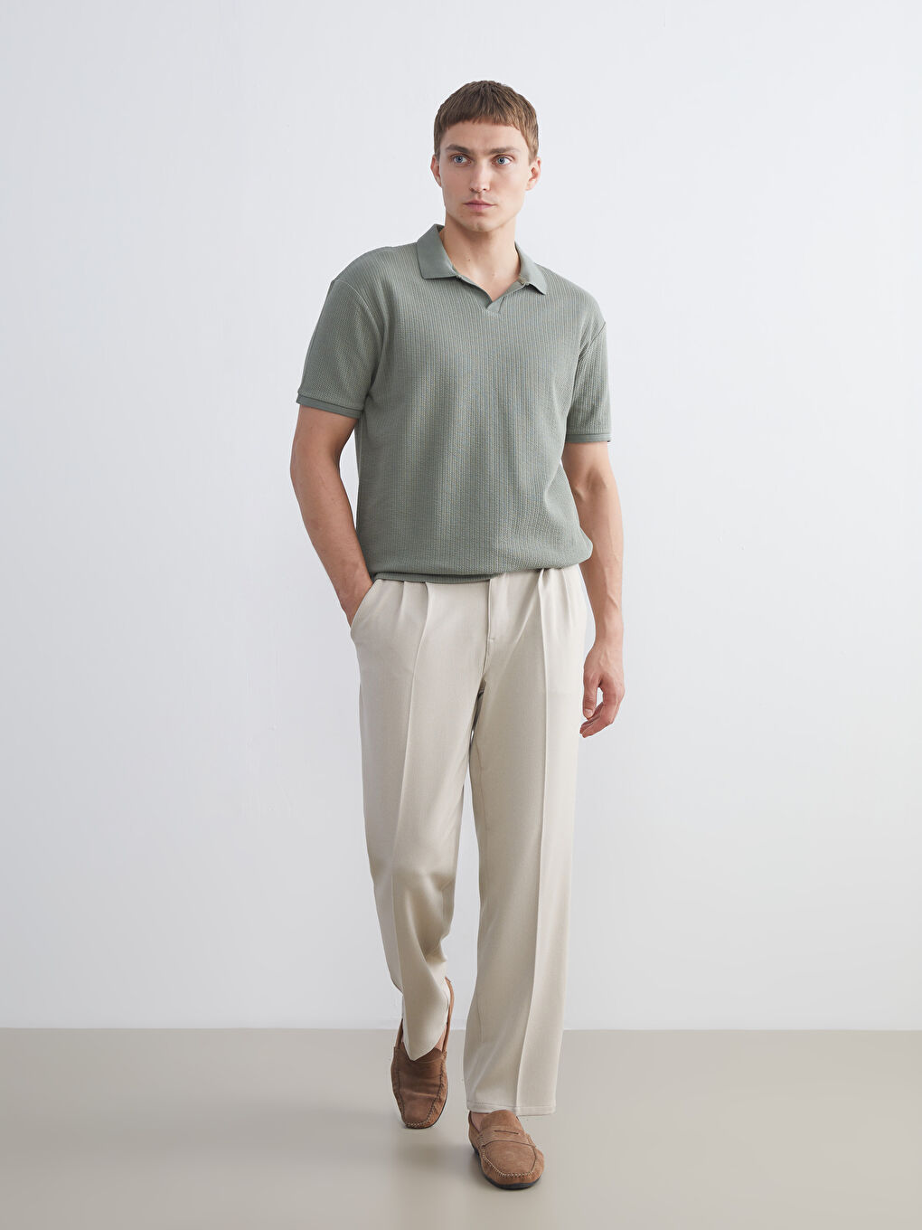 Yeşil Polo Yaka Erkek Tişört-1