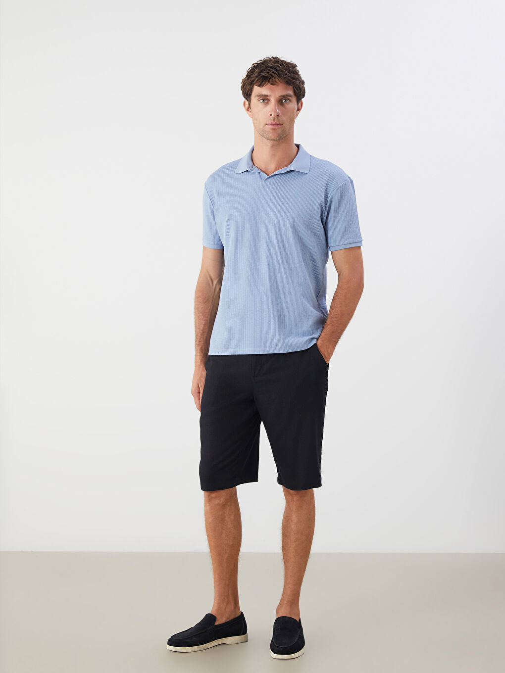 Mavi Polo Yaka Erkek Tişört-1