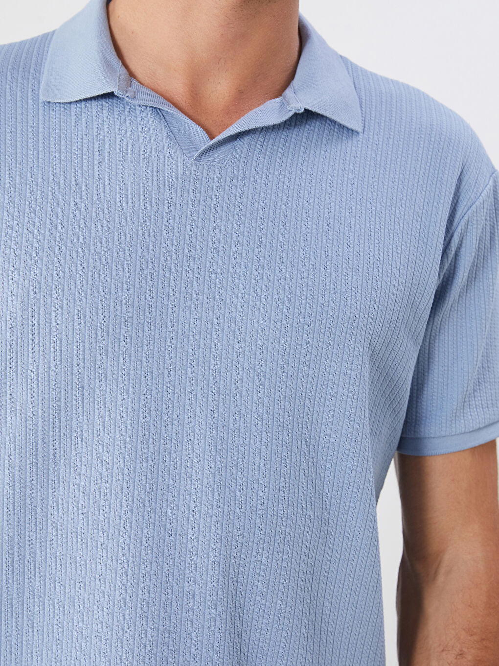 Mavi Polo Yaka Erkek Tişört-2