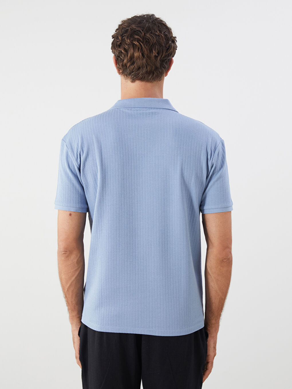 Mavi Polo Yaka Erkek Tişört-3