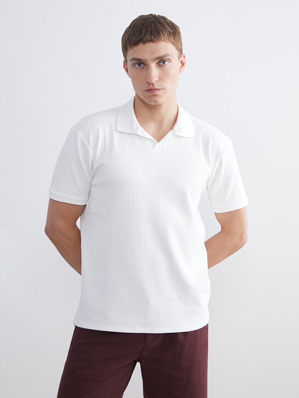 Ekru Polo Yaka Erkek Tişört