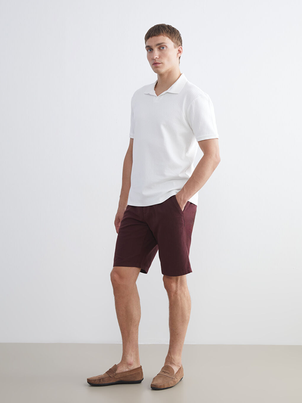 Ekru Polo Yaka Erkek Tişört-1