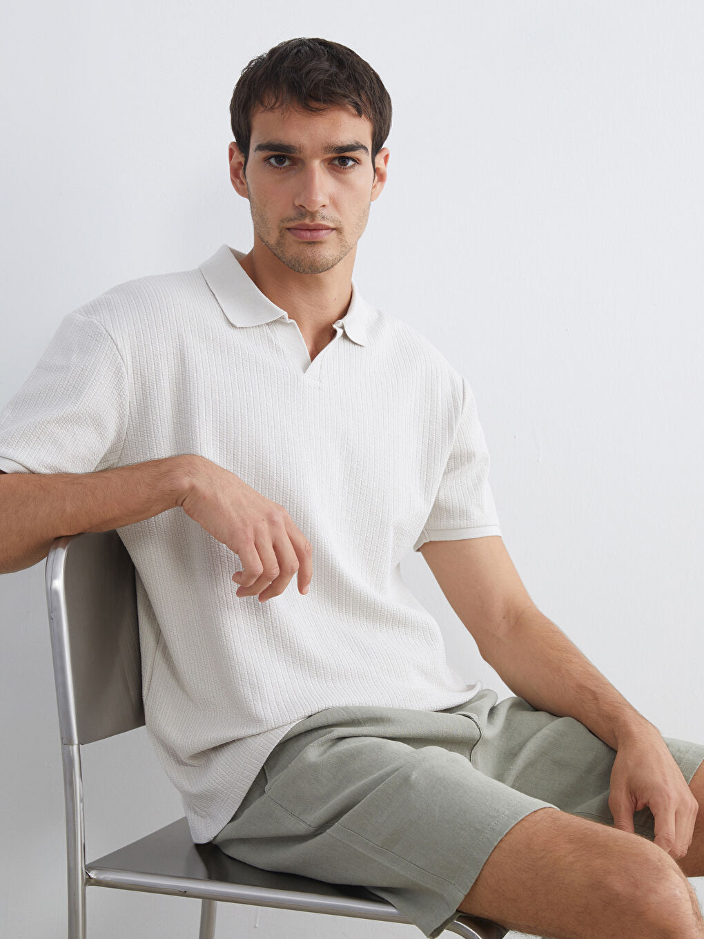 Bej Polo Yaka Erkek Tişört