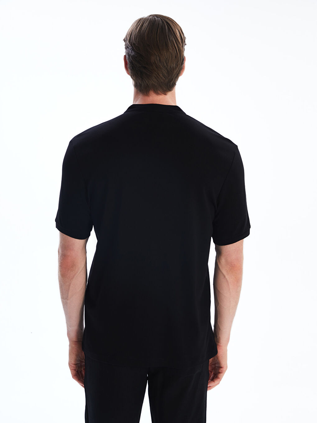 Siyah Hakim Yaka Erkek Tişört-3