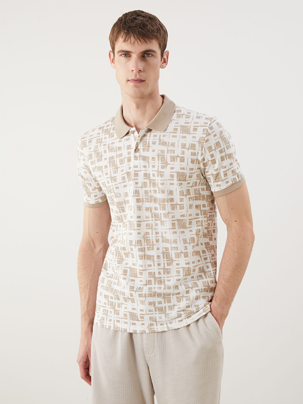 LCW Vision Polo Neck Patterned Pique Men's T-Shirt -S5QG03Z8-HZZ