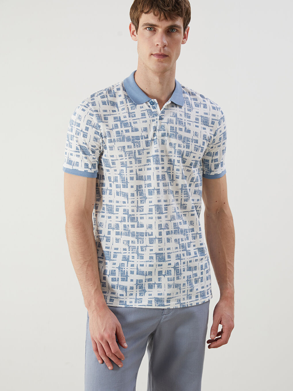 LCW Vision Polo Neck Patterned Pique Men's T-Shirt -S5QG03Z8-J0M