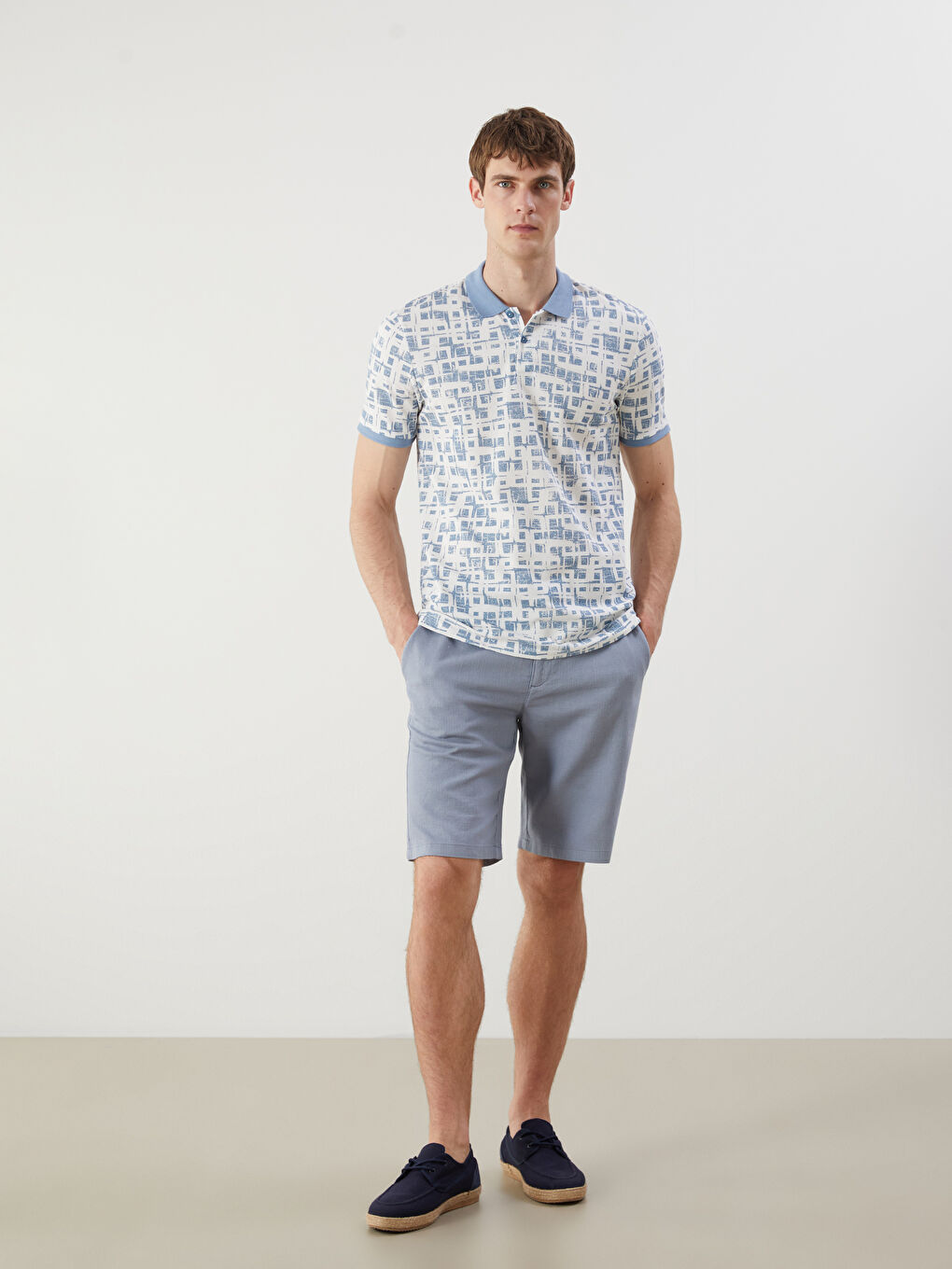 LCW Vision Polo Neck Patterned Pique Men's T-Shirt -S5QG03Z8-J0M