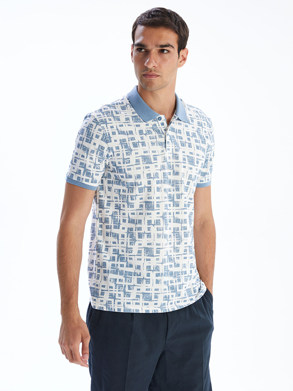 LCW Vision Polo Neck Patterned Pique Men's T-Shirt -S5QG03Z8-J0M