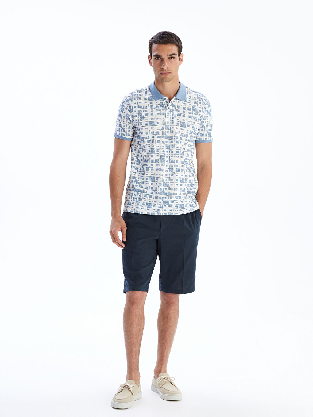 LCW Vision Polo Neck Patterned Pique Men's T-Shirt -S5QG03Z8-J0M