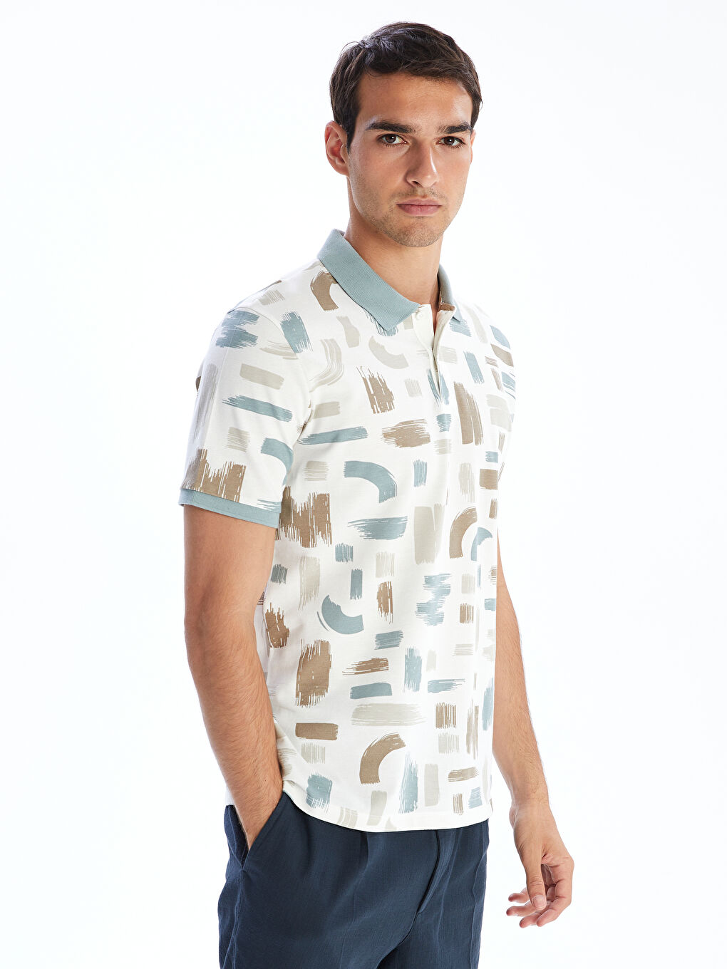 LCW Vision Polo Neck Patterned Pique Men's T-Shirt -S5QG04Z8-J1R