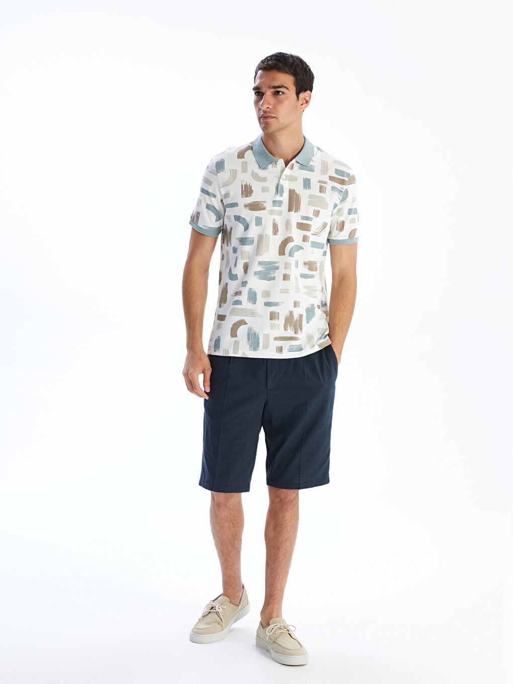LCW Vision Polo Neck Patterned Pique Men's T-Shirt -S5QG04Z8-J1R