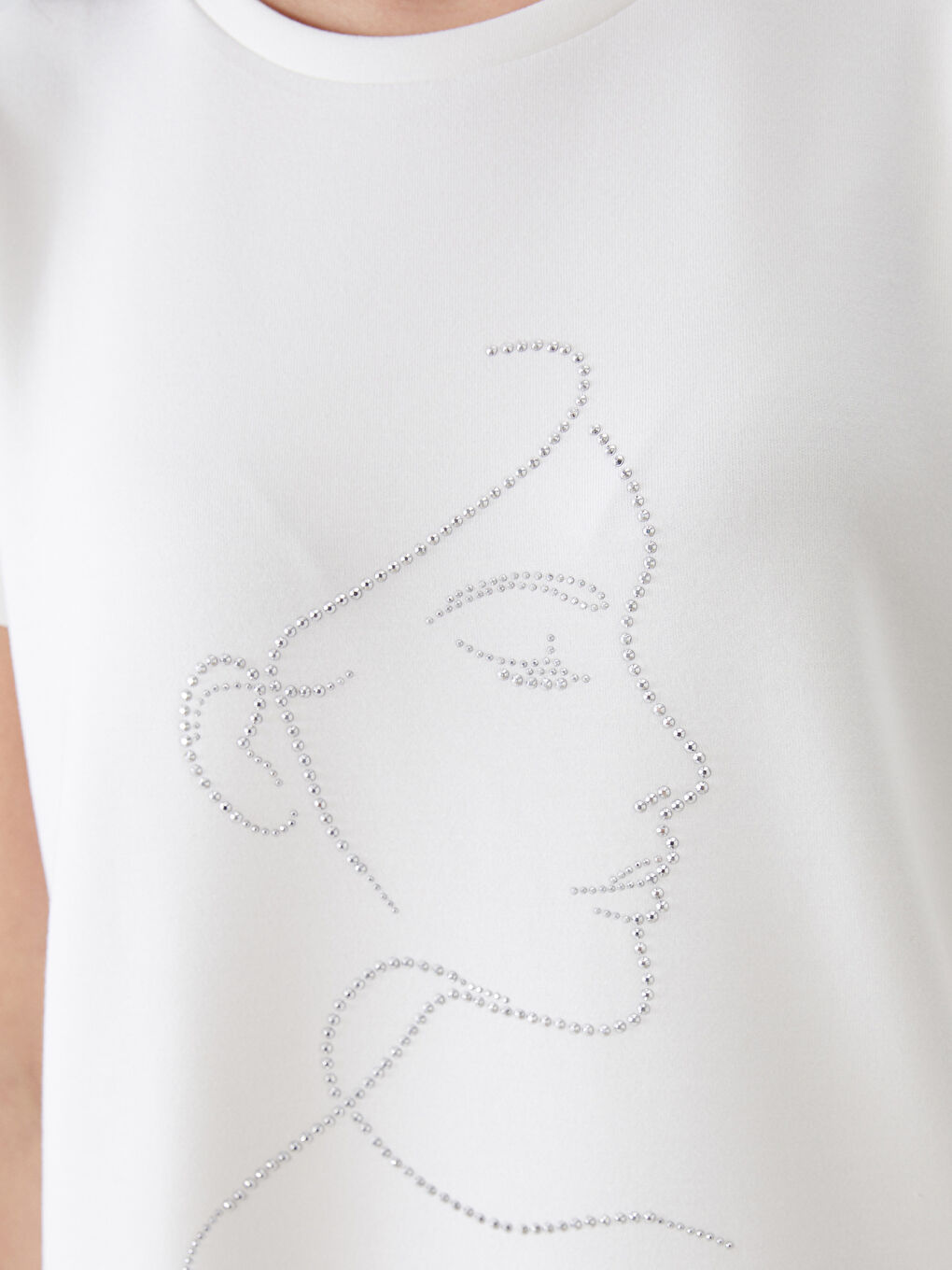 LCWAIKIKI Classic Crew Neck Beaded Embellished Women's T-Shirt -S5QG05Z8-R9J