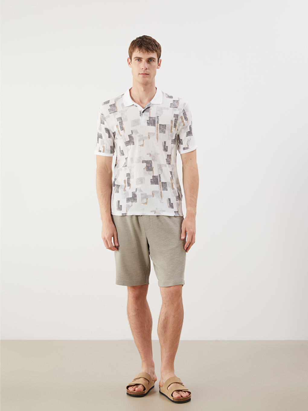 LCW Vision Polo Neck Patterned Pique Men's T-Shirt -S5QG09Z8-YGE