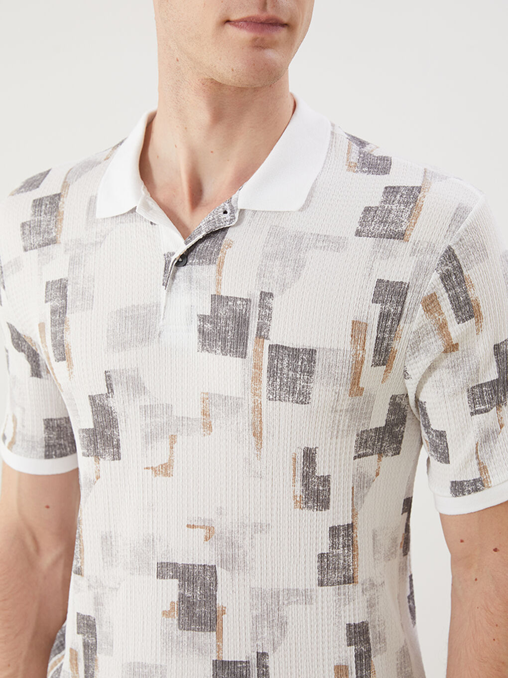 LCW Vision Polo Neck Patterned Pique Men's T-Shirt -S5QG09Z8-YGE