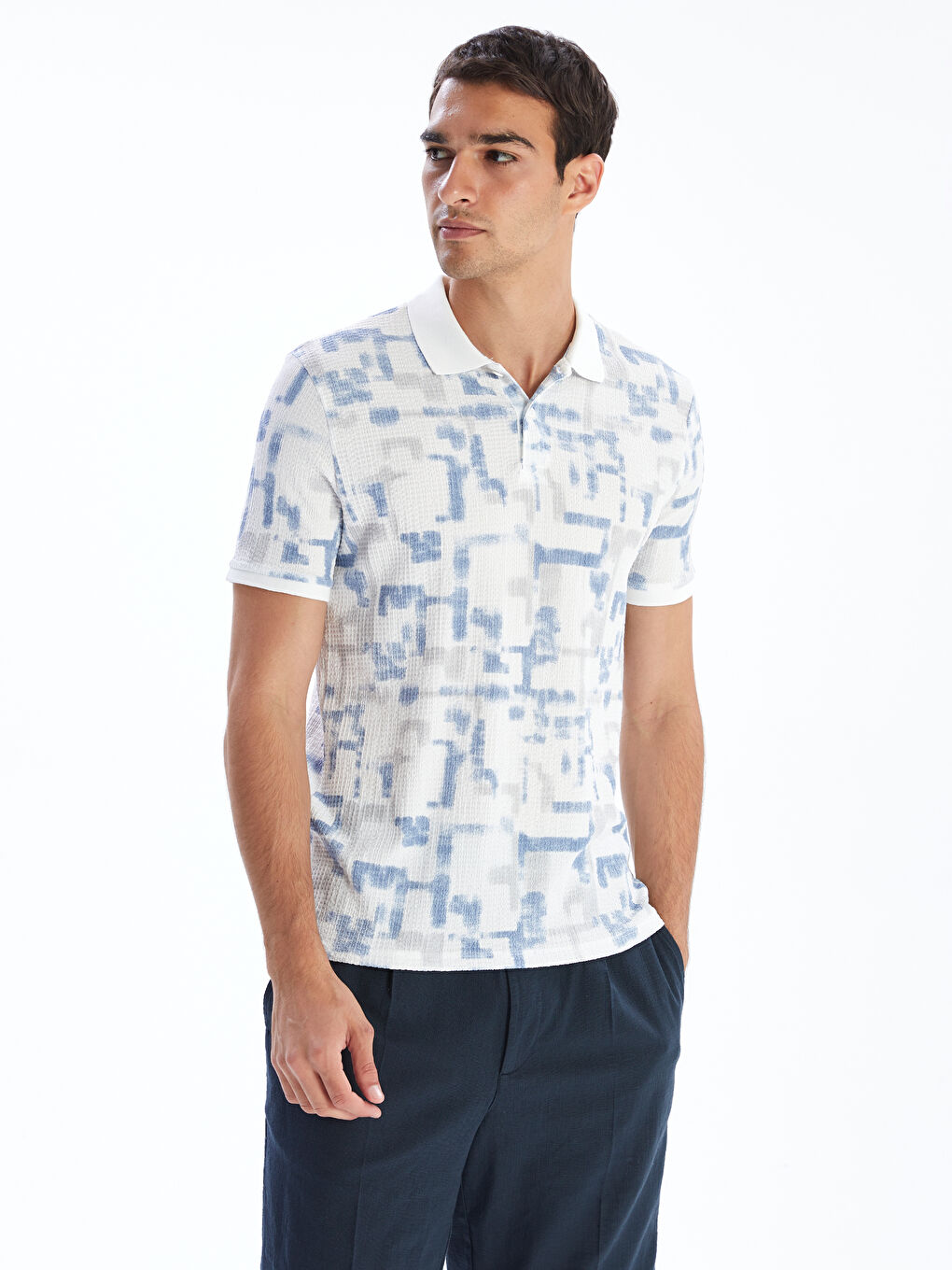 LCW Vision Patterned Men's Polo Neck T-Shirt -S5QG10Z8-J0M