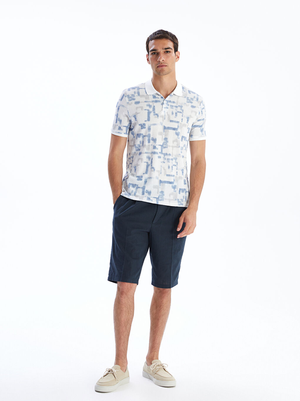 LCW Vision Patterned Men's Polo Neck T-Shirt -S5QG10Z8-J0M