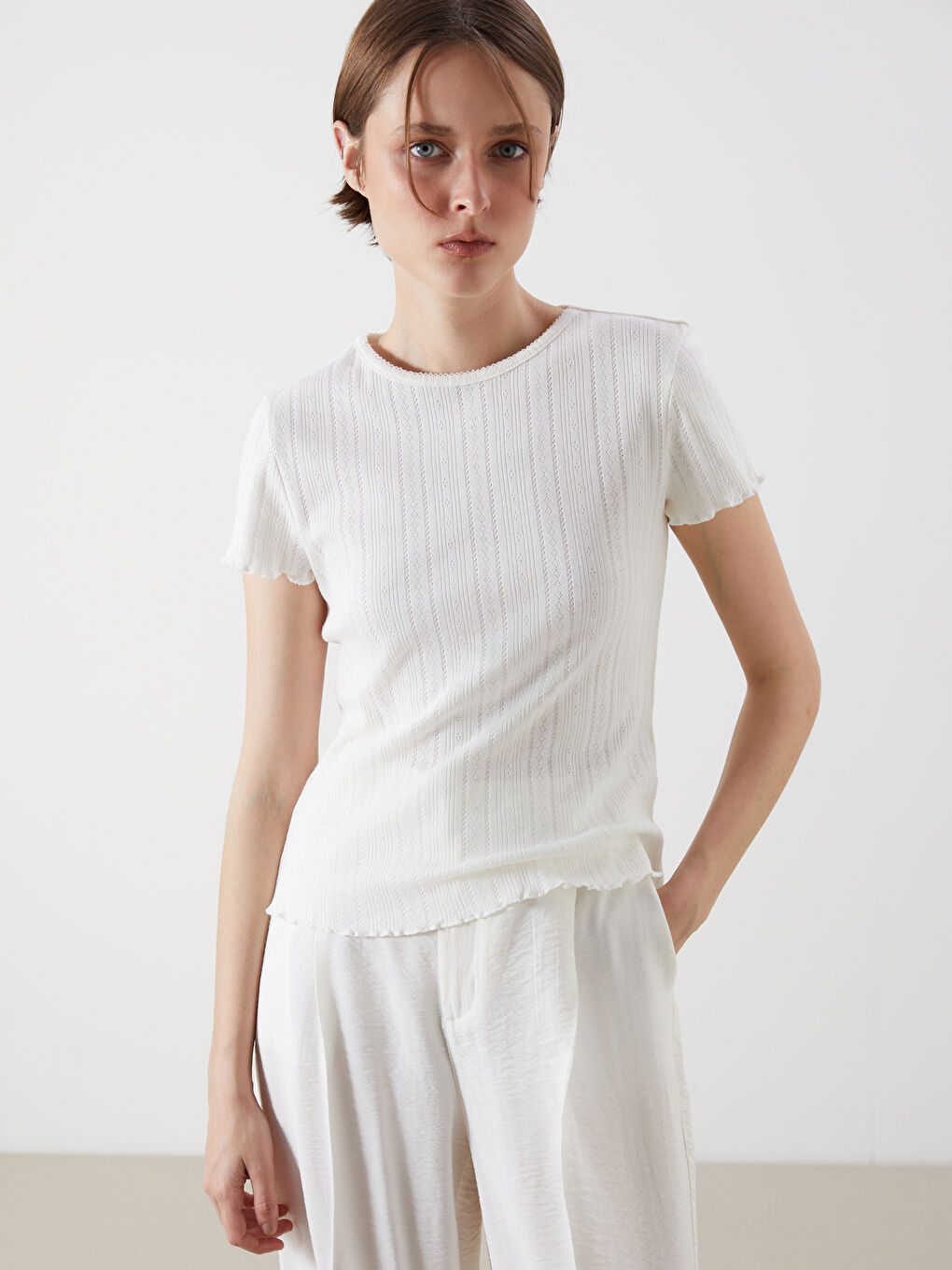 LCW Vision Woman ECRU T-Shirt -S5QG12Z8-R9J