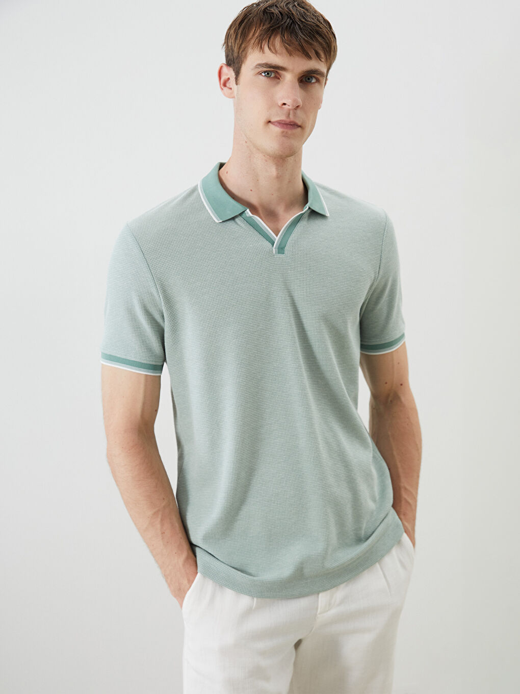 LCWAIKIKI Classic Patterned Men's Polo Neck T-Shirt -S5QG26Z8-DV5