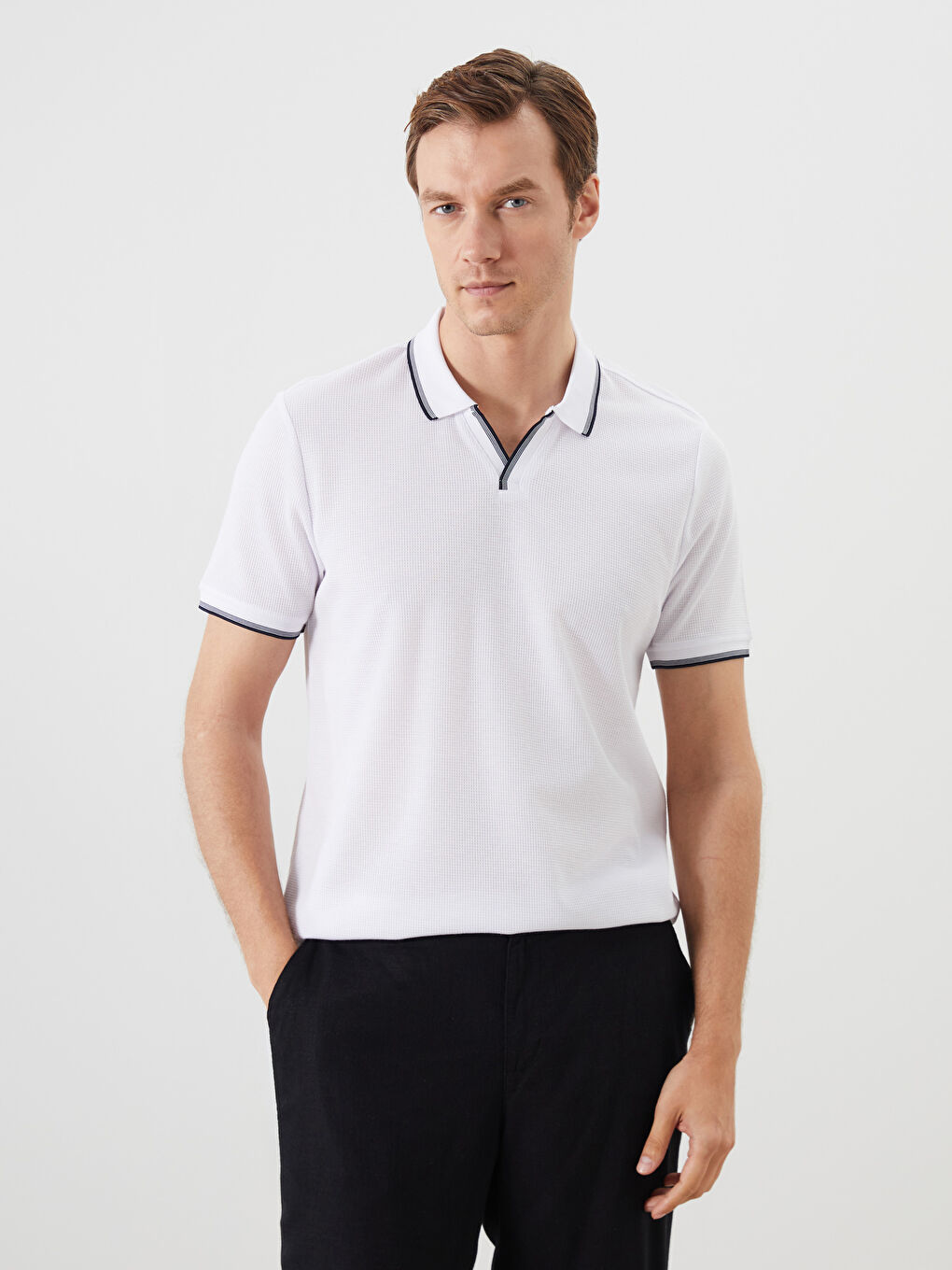 LCWAIKIKI Classic Patterned Men's Polo Neck T-Shirt -S5QG26Z8-Q6K