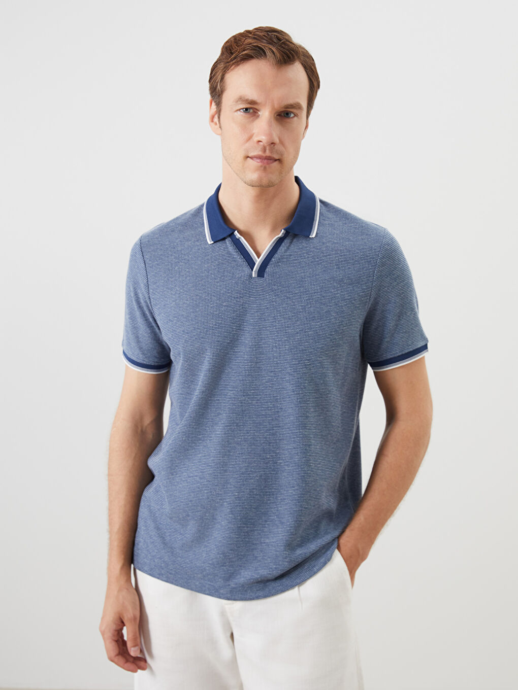 LCWAIKIKI Classic Patterned Men's Polo Neck T-Shirt -S5QG26Z8-YE1