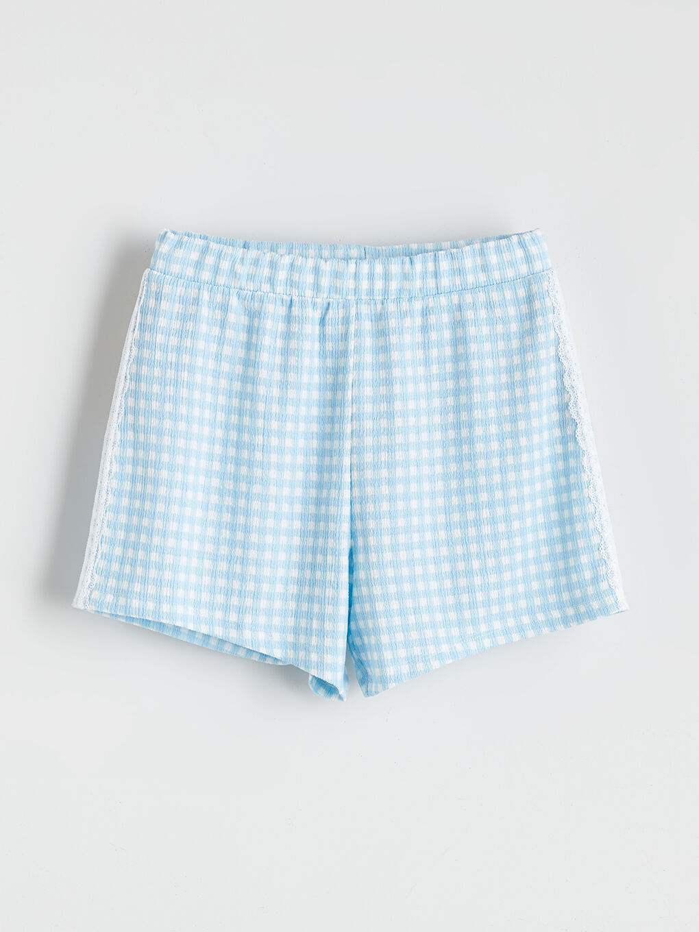 Elastic Waist Plaid Girl Shorts -S5QG39Z4-LQQ