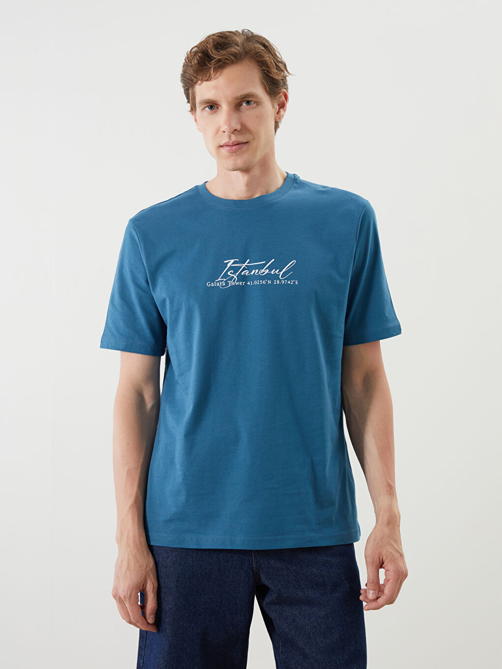 Crew Neck Istanbul Printed Jersey Men's T-Shirt