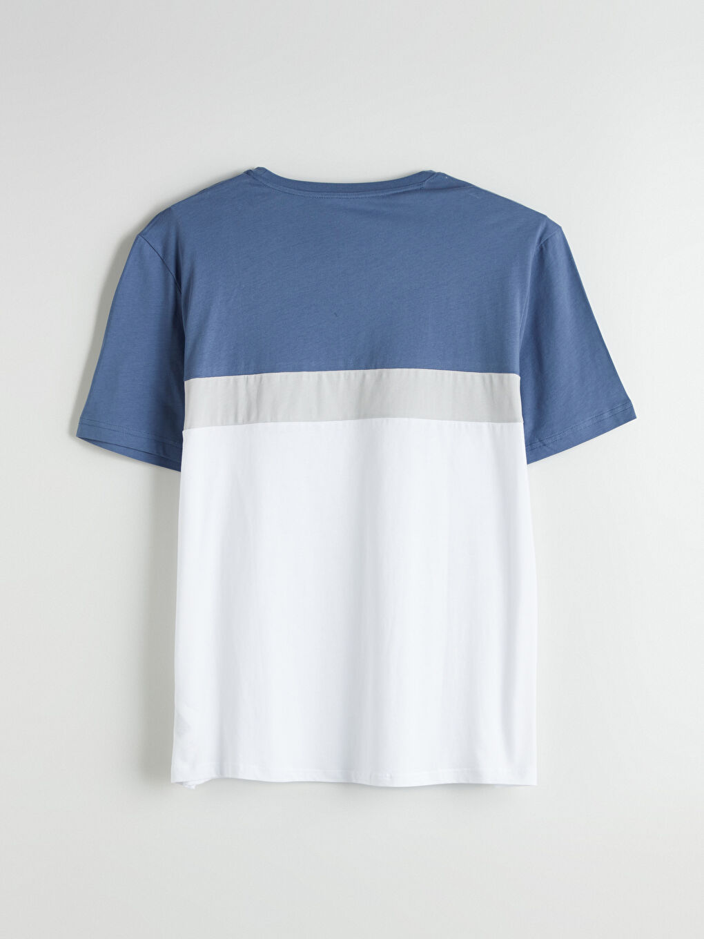 İndigo Bisiklet Yaka Renk Bloklu Penye Erkek Tişört-3
