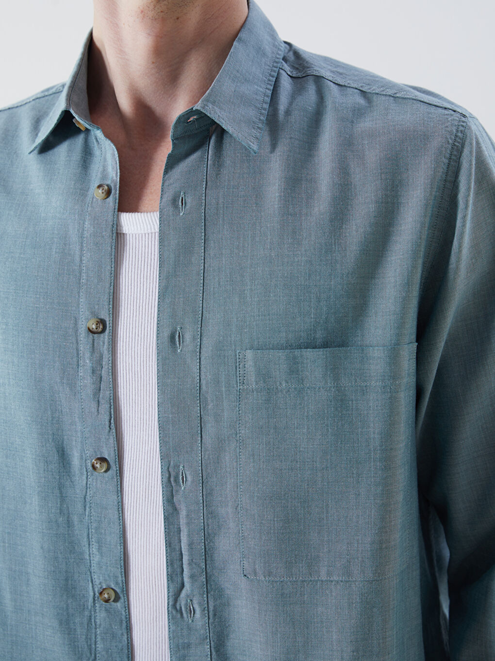 Mavi Regular Fit Uzun Kollu Erkek Jean Gömlek-2