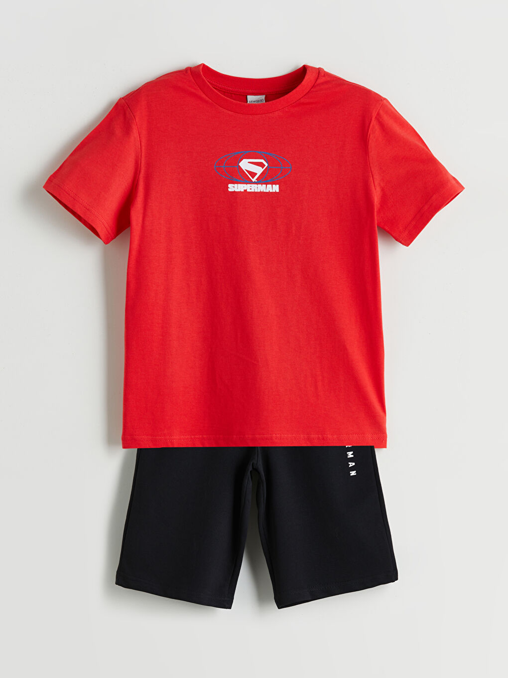 Ensemble T-Shirt et Short Superman Imprimé pour Garçons à Col Rond-1