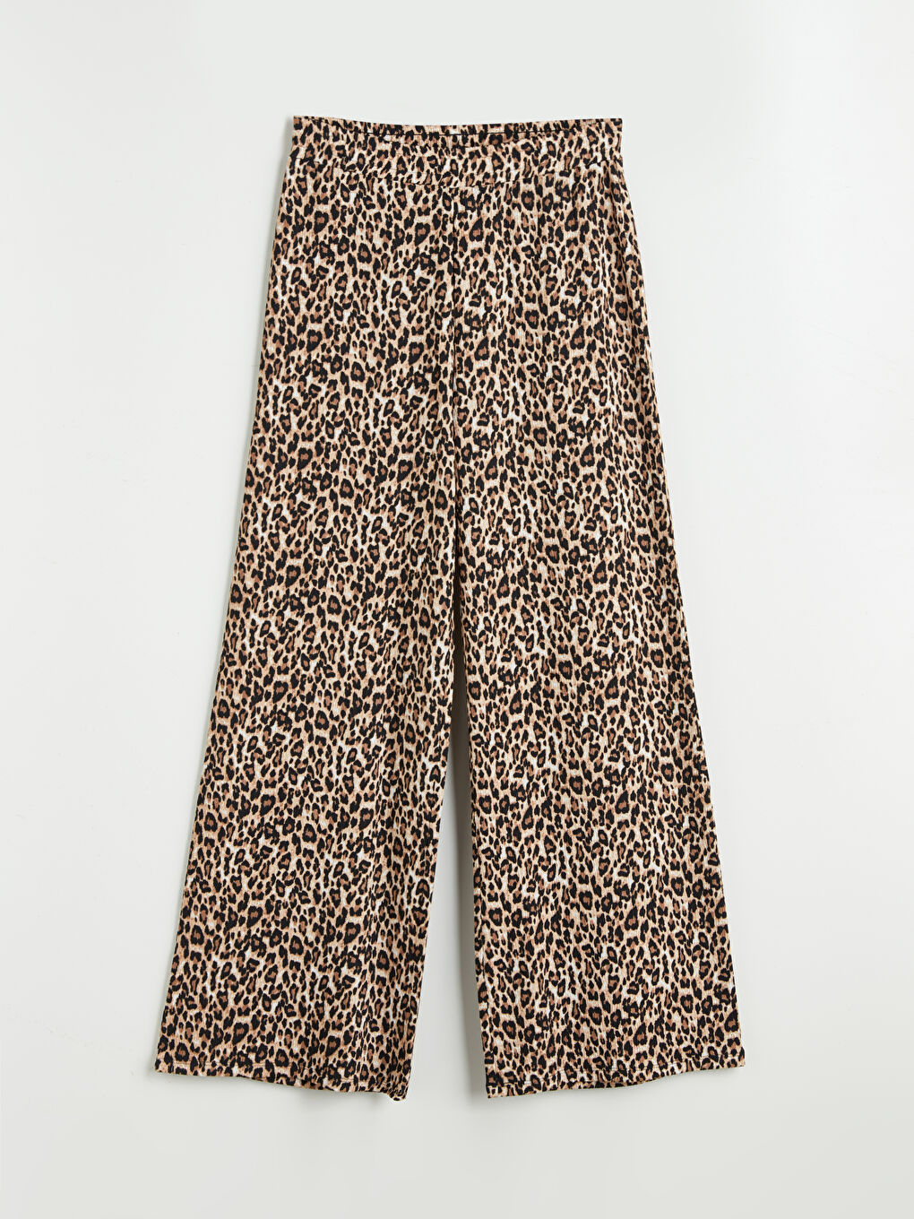 Leopard Patterned Women's Trousers with Elastic Waist -S5QG88Z8-LQY