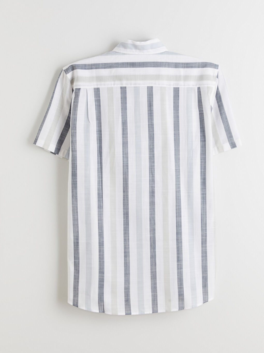 Ekru Regular Fit Kısa Kollu Çizgili Poplin Erkek Gömlek-9