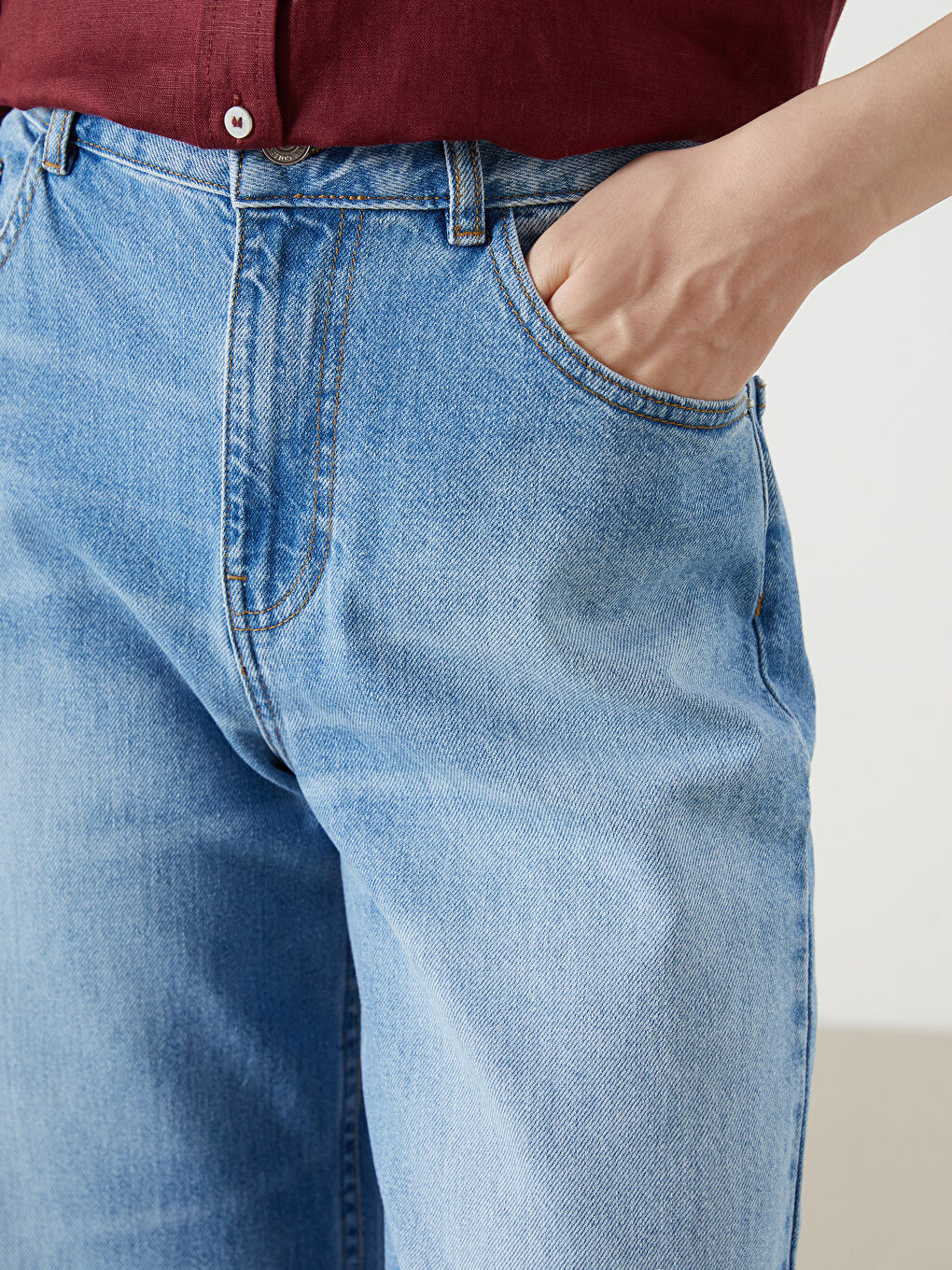 İndigo Wideleg Kadın Jean Pantolon-2